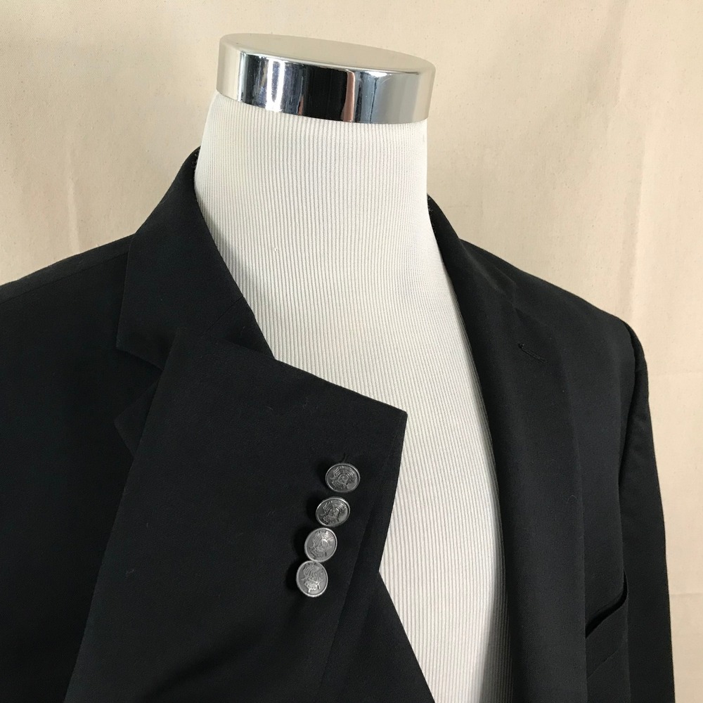 Michael Kors 48R Blazer 100% Wool Black Silver Two Button  Vented Formal